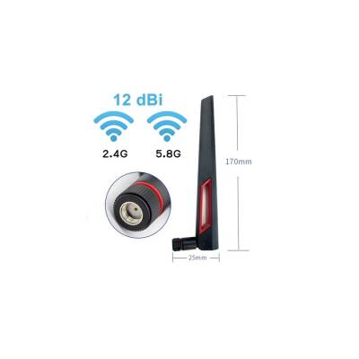 2.4GHz/5.8GHz Dualband Wi-Fi, IoT 12dBi RP SMA RF Anten - 1